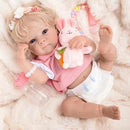 Boneca Reborn Bebê Nicole Banho Gostosinho que Acolhe e Olhinhos Azuis Doces e Atentos