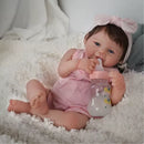 Boneca Reborn Bebê Flora Corpinho de Silicone Bem Macio e Olhinhos Azuis Doces
