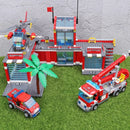 Blocos de Montar Estação de Bombeiros com Caminhão Carro e Helicóptero 756 Peças