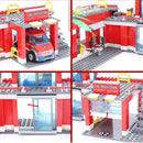 Blocos de Montar Estação de Bombeiros com Caminhão Carro e Helicóptero 756 Peças