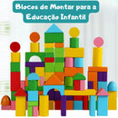 Blocos de Montar Infantil 40 Peças Coloridas e Educativas