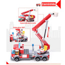Blocos de Montar Estação de Bombeiros com Caminhão Carro e Helicóptero 756 Peças