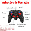 Carrinho de Controle Remoto Vira Robô com Luzes LED e Alta Resistência