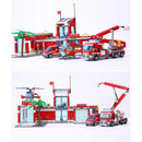 Blocos de Montar Estação de Bombeiros com Caminhão Carro e Helicóptero 756 Peças