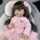 Boneca Reborn Bebê Jasmim Olhos Azuis Acolhedores e Corpinho de Silicone Macio para Banho