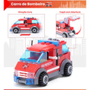Blocos de Montar Estação de Bombeiros com Caminhão Carro e Helicóptero 756 Peças