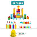 Blocos de Montar Infantil 40 Peças Coloridas e Educativas