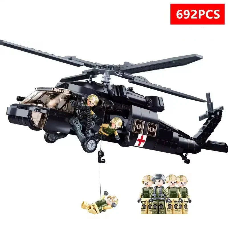 Blocos de Montar Helicóptero Resgate Médico Brinquedo Criativo 692 Peças