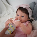 Boneca Reborn Bebê Flora Corpinho de Silicone Bem Macio e Olhinhos Azuis Doces