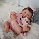Boneca Reborn Bebê Flora Corpinho de Silicone Bem Macio e Olhinhos Azuis Doces
