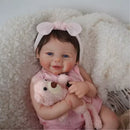 Boneca Reborn Bebê Flora Corpinho de Silicone Bem Macio e Olhinhos Azuis Doces