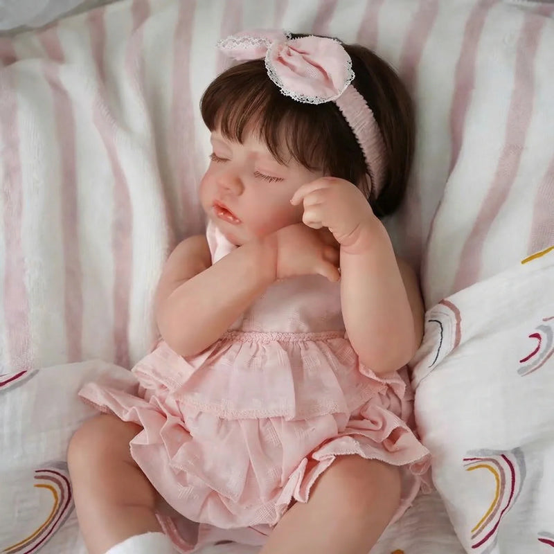 Boneca Reborn Bebê Letícia Banho Quentinho e Corpo Inteiro em Silicone Macio para Colo